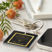 Eleganter Black Gold Geometric Diamond Schlüsselanhänger (Vorderseite rechts)