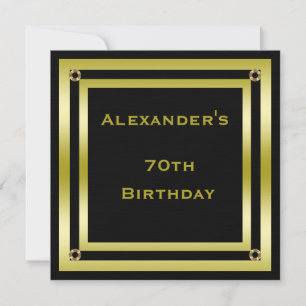 Eleganter Black & Gold Gerahmt Man's 70. Geburtsta Einladung