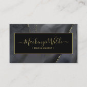 Eleganter Black Gold Glitzer Agate Marble Chic Visitenkarte (Vorderseite)