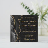 Eleganter Black Gold Glitzer Agate Wedding Einladung (Stehend Vorderseite)