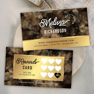 Eleganter Black & Gold Glitzer Aquarell Schöne Wel Treuekarte