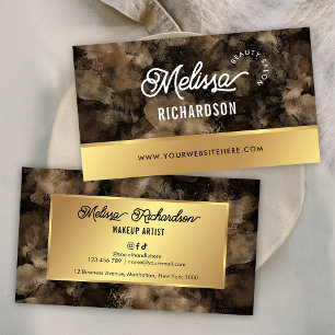 Eleganter Black & Gold Glitzer Aquarell Schöne Wel Visitenkarte