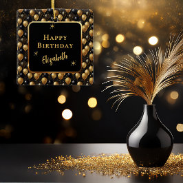 Eleganter Black Gold Glitzer Birthday Balloons Keramikornament