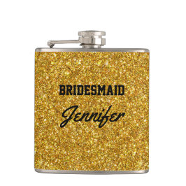 Eleganter Black Gold Glitzer Brooch Bridesmaids Flachmann