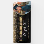 Eleganter Black Gold Glitzer Foto Abschluss Banner (Vertikal)