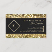 Eleganter Black & Gold Glitzer Moderne Business Ca Visitenkarte (Rückseite)