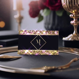 Eleganter Black & Gold Glitzer Moderne Business Ca Visitenkarte