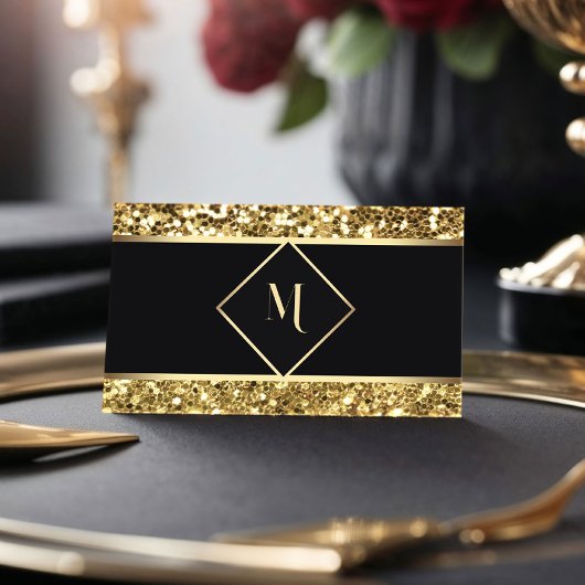 Eleganter Black & Gold Glitzer Moderne Business Ca Visitenkarte