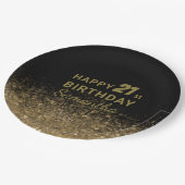 Eleganter Black & Gold Glitzer Sparkle Papio Pappteller (Schrägansicht)