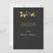 Eleganter Black Gold Grad Cap Leaf Abschluss Dankeskarte (Rückseite)