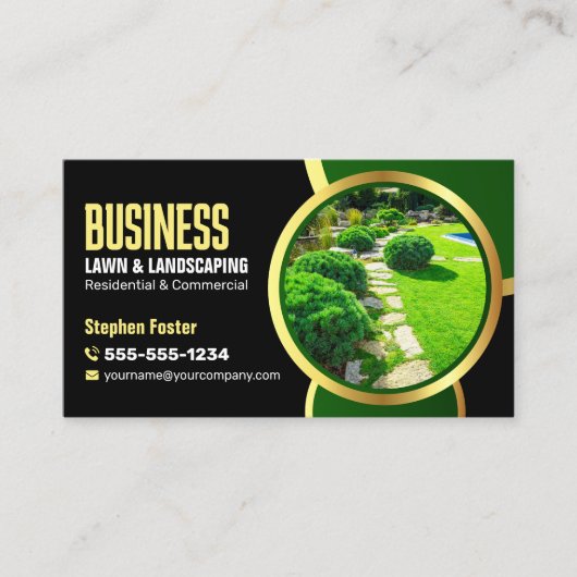 Eleganter Black Gold Landscaping Service Visitenkarte (Vorderseite)