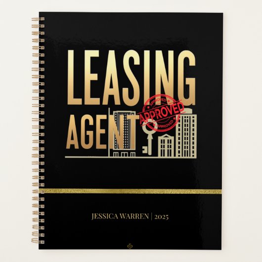 Eleganter Black Gold Leasing Agent - Personalisier Planer (Vorderseite)