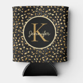 Eleganter Black Gold Leopard Cheetah Tierdruck Dosenkühler (Vorderseite)
