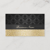 Eleganter Black & Gold Leopard Print Damask Visitenkarte (Vorderseite)