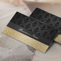 Eleganter Black & Gold Leopard Print Damask