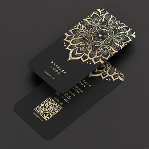 Eleganter Black Gold Mandala Moderner Yoga-Trainer Visitenkarte