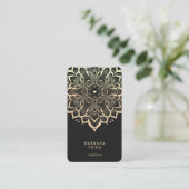 Eleganter Black Gold Mandala Moderner Yoga-Trainer Visitenkarte (Stehend Vorderseite)