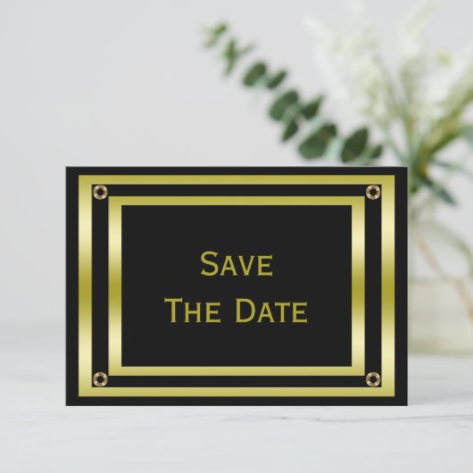 Eleganter Black & Gold Man's 100. Save the Date (Stehend Vorderseite)
