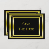 Eleganter Black & Gold Man's 60. Save the Date (Vorne/Hinten)