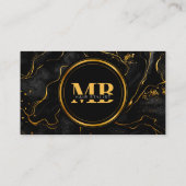 Eleganter Black Gold Marmor Zwei Startsymbol Visitenkarte (Rückseite)