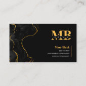 Eleganter Black Gold Marmor Zwei Startsymbol Visitenkarte (Vorderseite)