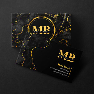 Eleganter Black Gold Marmor Zwei Startsymbol Visitenkarte