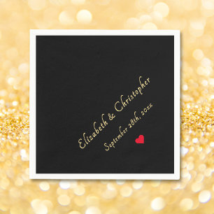 Eleganter Black Gold Monogram Wedding Party Cockta Serviette
