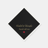 Eleganter Black Gold Monogram Wedding Party Cockta Serviette (Ecke)