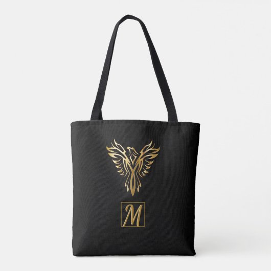 Eleganter Black Gold Phoenix Aufstieg Mythischer V Tasche (Rückseite)