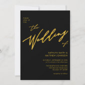 Eleganter Black Gold QR Code in einer schicken Hoc Einladung (Vorderseite)