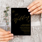 Eleganter Black Gold QR Code in einer schicken Hoc Einladungspostkarte