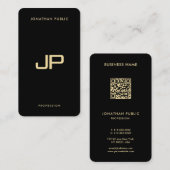 Eleganter Black & Gold QR Code Luxury Premium Line Visitenkarte (Vorne/Hinten)
