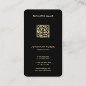 Eleganter Black & Gold QR Code Luxury Premium Pear Visitenkarte (Rückseite)