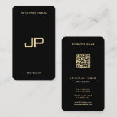 Eleganter Black & Gold QR Code Luxury Premium Silk Visitenkarte (Vorne/Hinten)