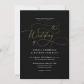 Eleganter Black Gold QR Code UAwg All in one Weddi Einladung (Vorderseite)