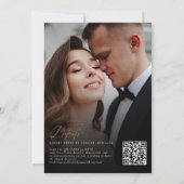 Eleganter Black Gold QR Code UAwg All in one Weddi Einladung (Rückseite)