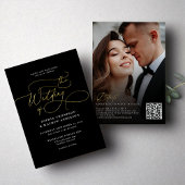 Eleganter Black Gold QR Code UAwg All in one Weddi Einladung