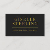 Eleganter Black Gold Real Anwesen Agent QR Code Visitenkarte (Vorderseite)