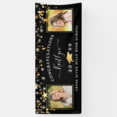 Eleganter Black Gold Script 2 Foto Abschluss Banner (Vertikal)
