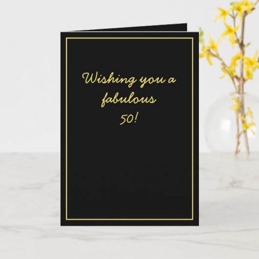 Eleganter Black & Gold Script Brother 50. Geburtst Karte (Gelbe Blume)