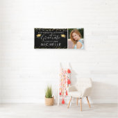 Eleganter Black Gold Script Foto Abschluss Banner (Insitu)