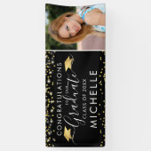 Eleganter Black Gold Script Foto Abschluss Banner (Vertikal)