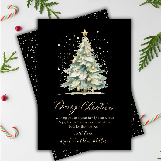 Eleganter Black Gold Script Tree Weihnachten außer