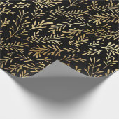 Eleganter Black Gold Shimmer Botanischer Leaf Gebu Geschenkpapier (Ecke)
