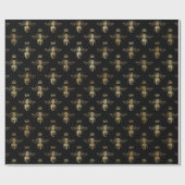 Eleganter Black Gold Shimmer Bumble Bee Birthday Geschenkpapier (Flach)