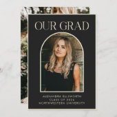 Eleganter Black Gold Trendy Arch Foto Abschluss Ankündigung (Vorne/Hinten)