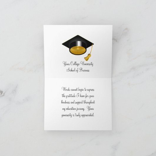 Eleganter Black Gold University Abschluss Vielen D Dankeskarte (Innenseite)