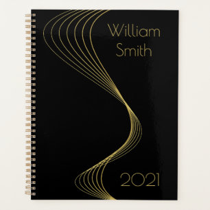 Eleganter Black Gold Wavy Lines Planer