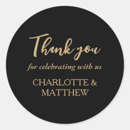 Eleganter Black & Gold Wedding Classic Round Stick Runder Aufkleber