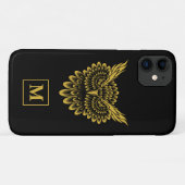 Eleganter Black Gold Wise Raubvogel Case-Mate iPhone Hülle (Rückseite (Horizontal))